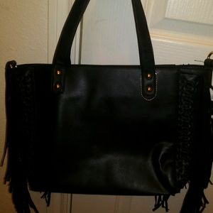Black Yoki handbag with fringes
